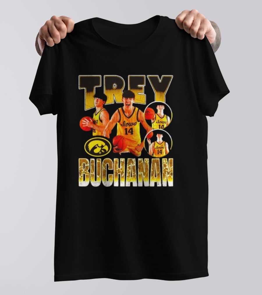 Trey Buchanan Iowa Hawkeyes Basketball Team Retro Jersey Number 14 T-Shirt