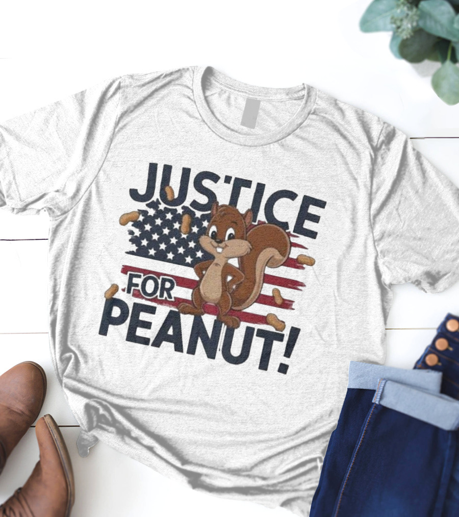 Justice For Peanut The Squirrel American Flag Peanuts T-Shirt