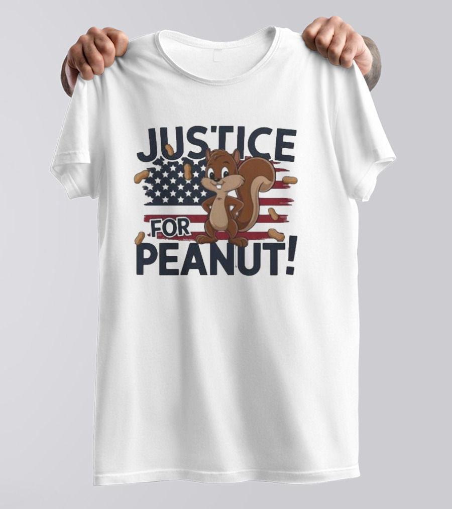 Justice For Peanut The Squirrel American Flag Peanuts T-Shirt