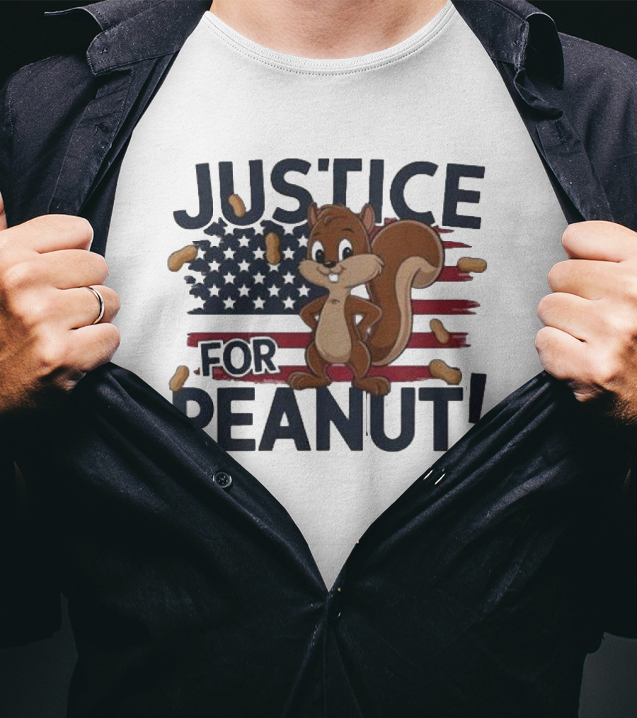 Justice For Peanut The Squirrel American Flag Peanuts T-Shirt