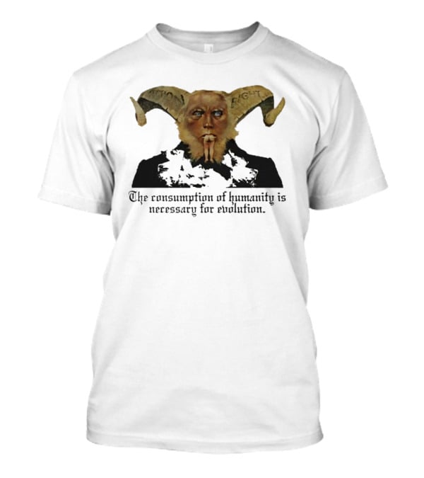 The Consumption Of Humanity Is Necessary For Evolution Goat Mask Figure T-Shirt