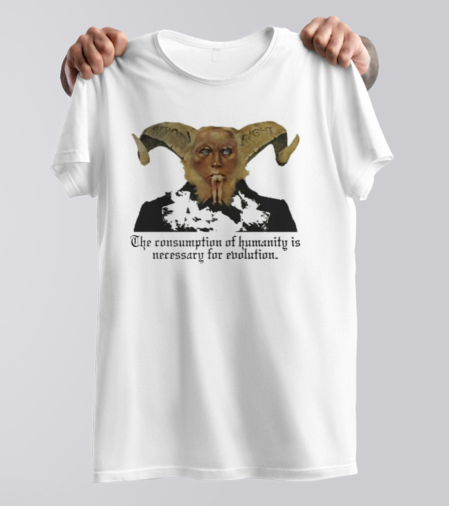 The Consumption Of Humanity Is Necessary For Evolution Goat Mask Figure T-Shirt