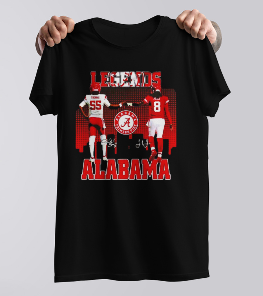 Alabama Crimson Tide Legends Thomas And Jones Signatures Cityline Red T-Shirt