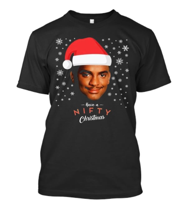Carlton Banks Have A Nifty Christmas Fresh Prince Santa Hat Snowflakes T-Shirt