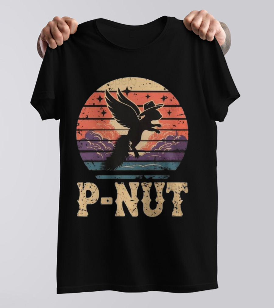 P-Nut Flying Squirrel In Hat With Sunset Sky Justice For Peanut T-Shirt