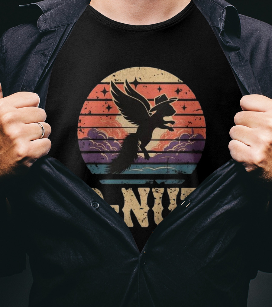 P-Nut Flying Squirrel In Hat With Sunset Sky Justice For Peanut T-Shirt