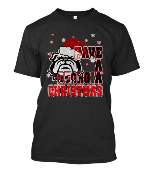 Georgia Bulldogs Have A Merry Christmas With Georgia Bulldogs Logo Snowflakes Santa Hat T-Shirt
