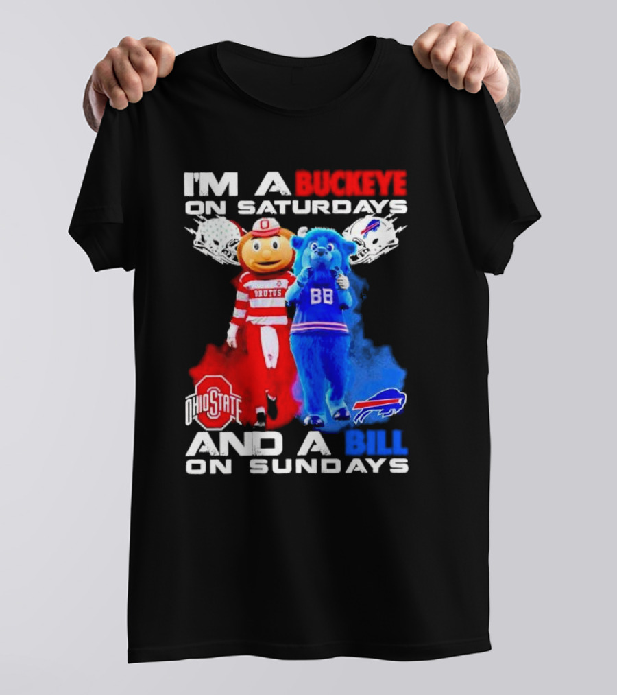 I’m A Buckeye On Saturdays And A Bill On Sundays Ohio State Buffalo Mascots Helmets T-Shirt