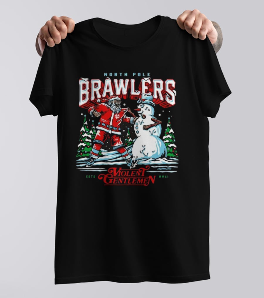 North Pole Brawlers Violent Gentlemen ESTD MMXI Christmas T-Shirt