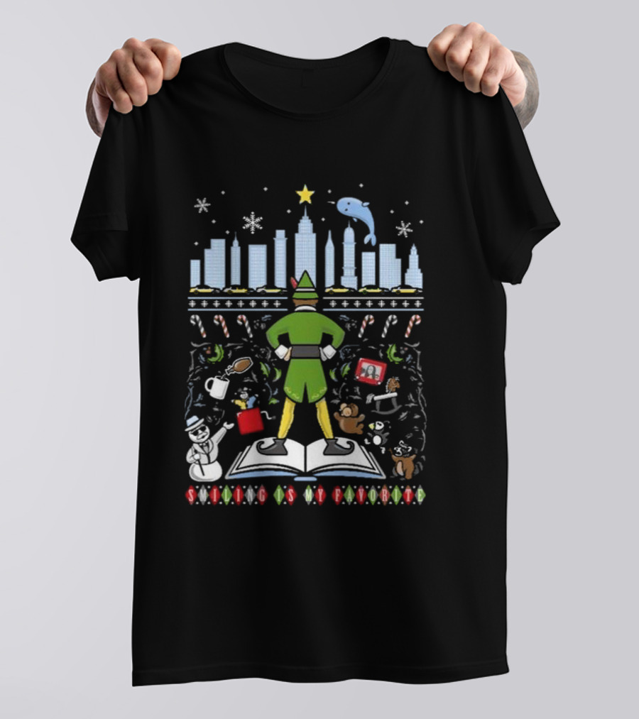 Smiling Is My Favorite Elf New York Christmas T-Shirt