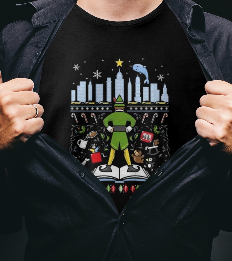 Smiling Is My Favorite Elf New York Christmas T-Shirt
