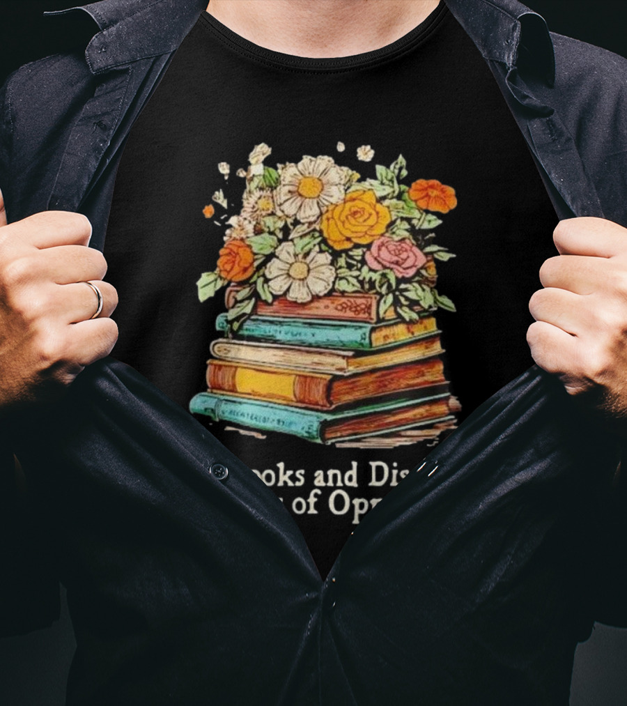 Read Books And Dismantle Systems Of Oppression Floral Stacked Books T-Shirt