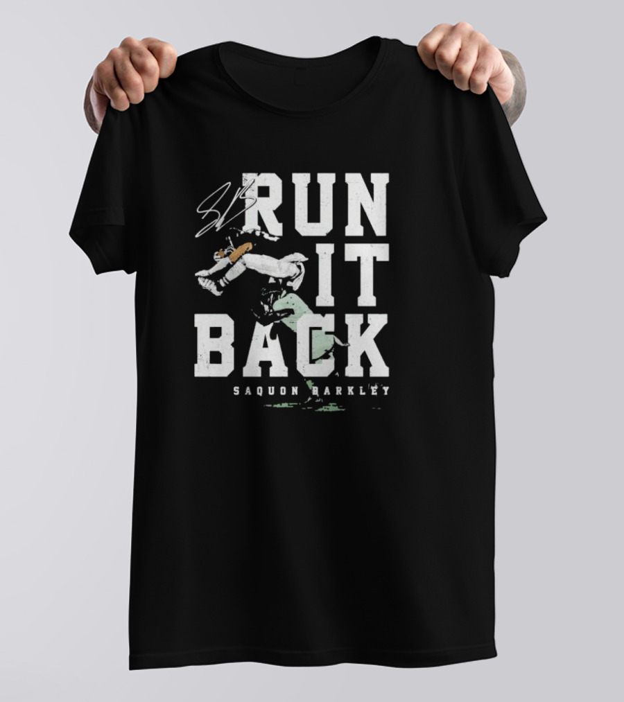 Run It Back Saquon Barkley Signature Jump Over Philadelphia Eagles Player T-Shirt