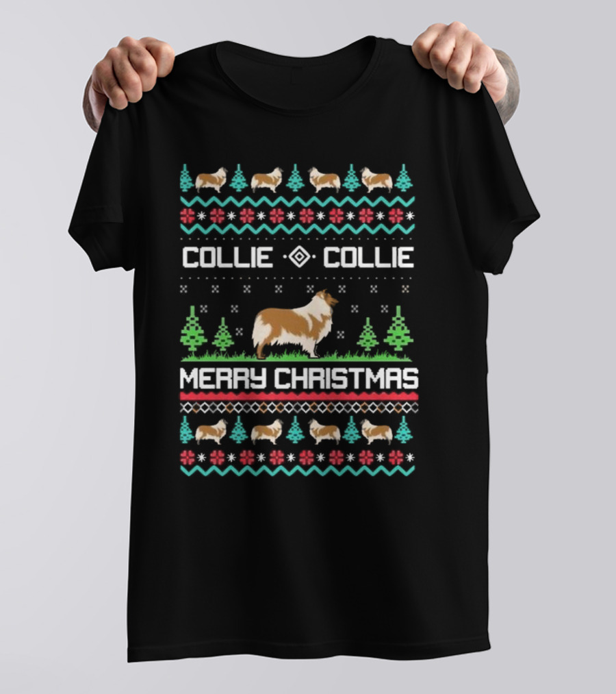 Collie Collie Merry Christmas Ugly Sweater T-Shirt