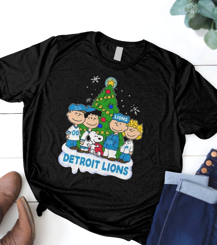 Detroit Lions Peanuts Merry Christmas T-Shirt