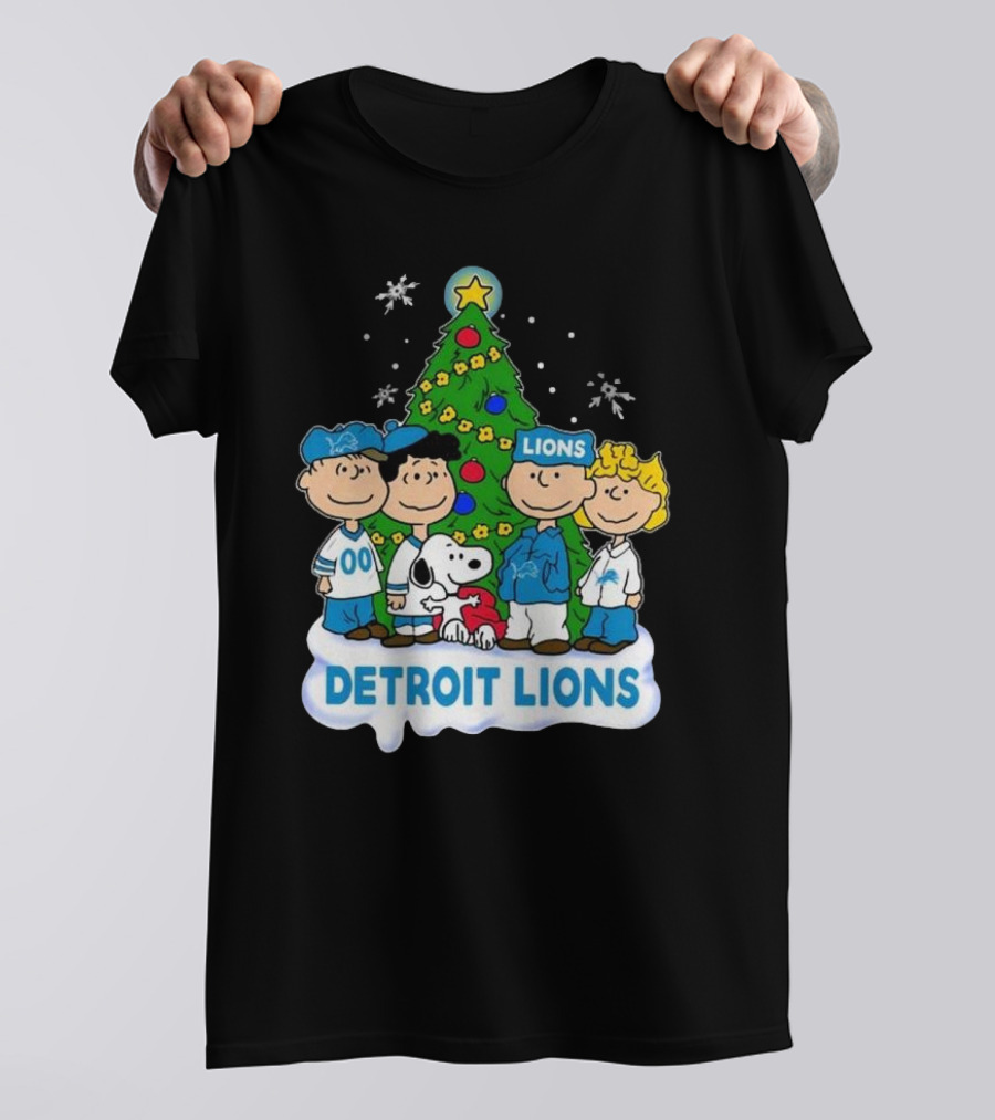 Detroit Lions Peanuts Merry Christmas T-Shirt