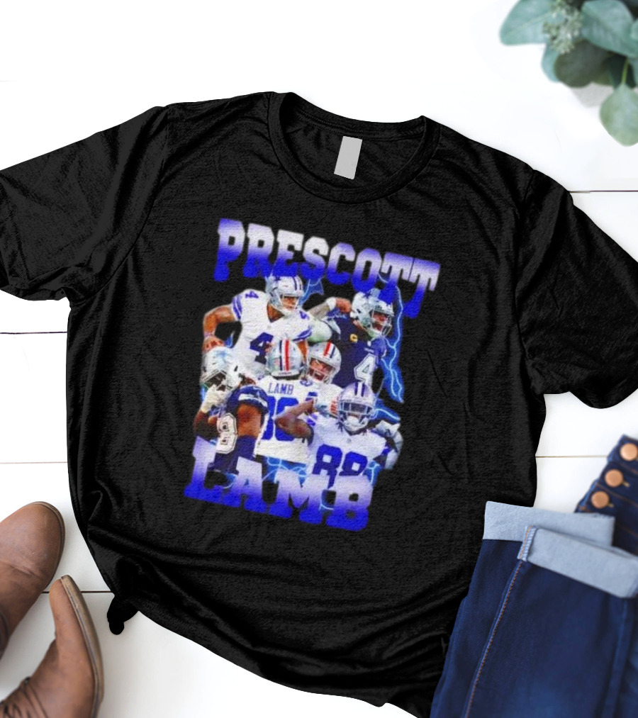 Prescott Lamb Dallas Cowboys Football Stars Collage T-Shirt
