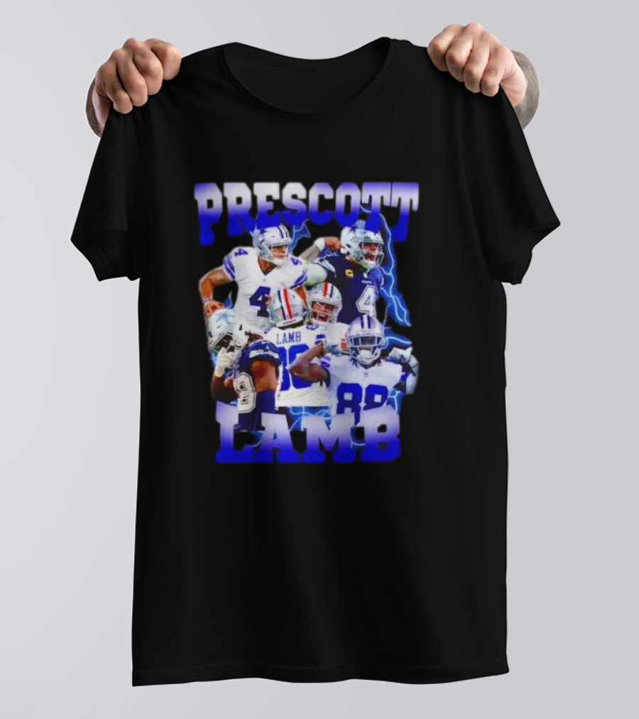 Prescott Lamb Dallas Cowboys Football Stars Collage T-Shirt