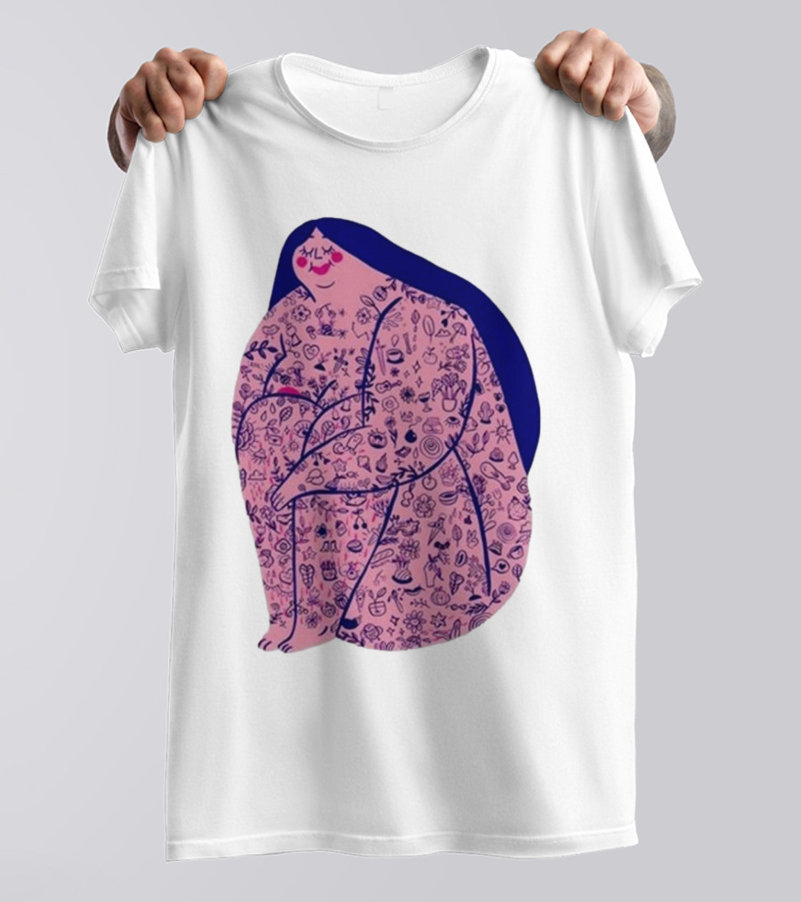 Marie Boiseau Tatouée Pink Figure With Detailed T-Shirt