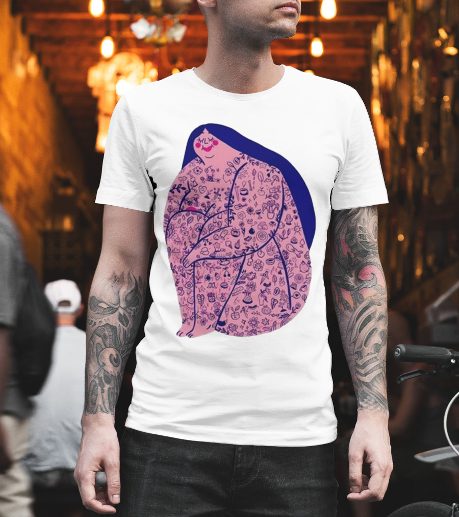 Marie Boiseau Tatouée Pink Figure With Detailed T-Shirt