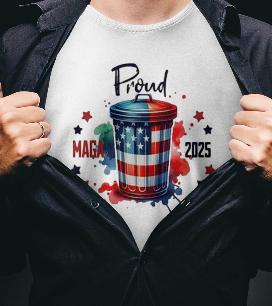 Proud MAGA 2025 Patriotic Trash Can T-Shirt