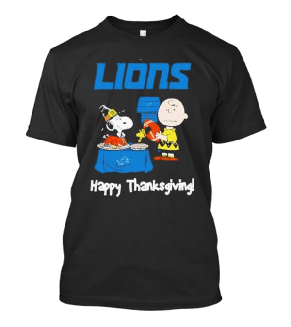 Lions Peanuts Charlie Brown Snoopy Happy Thanksgiving Football Feast T-Shirt
