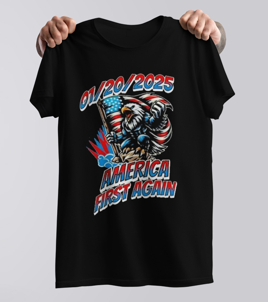 01/20/2025 America First Again Eagle And Flag T-Shirt