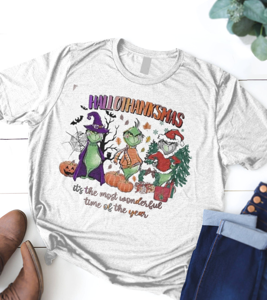 Hallothanksmas The Grinch It’s The Most Wonderful Time Of The Year T-Shirt
