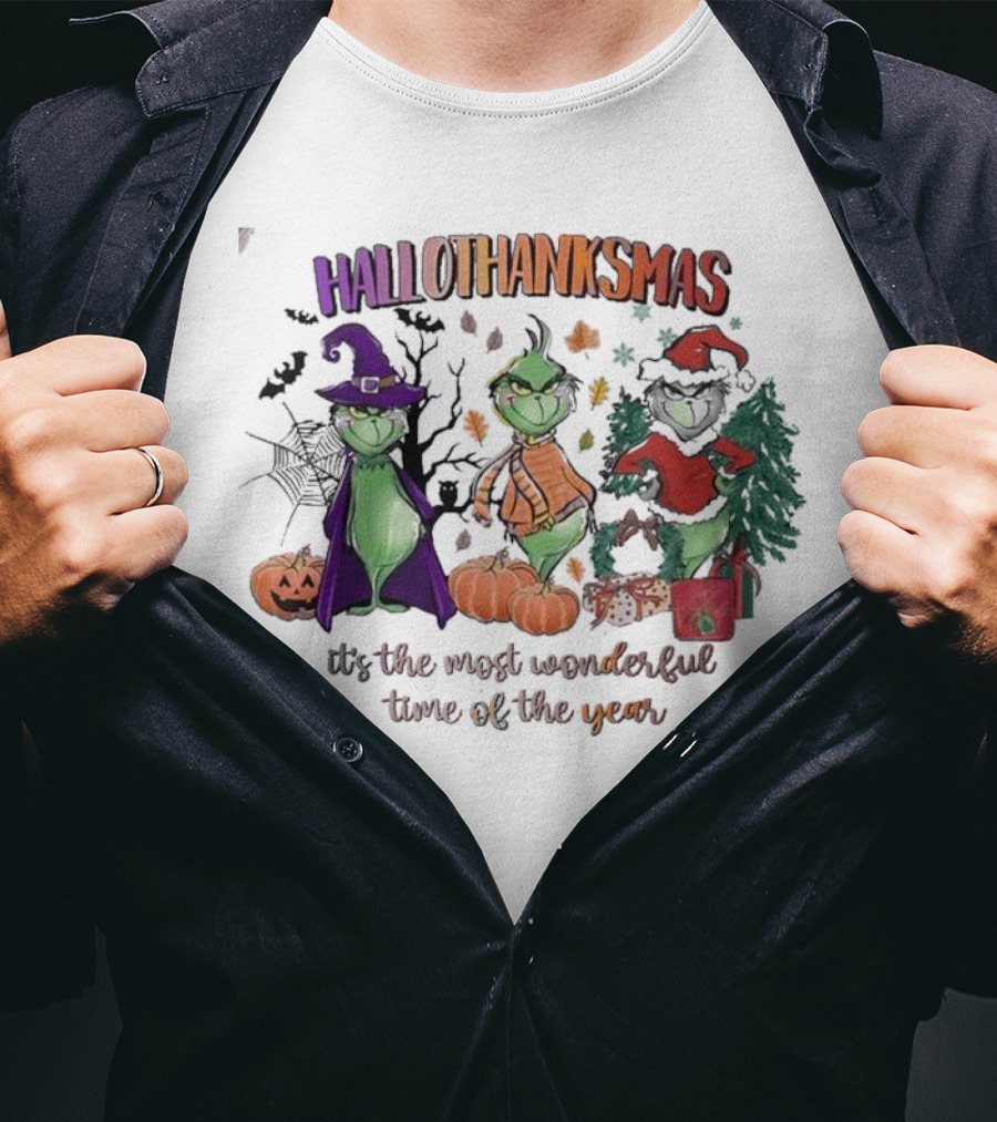 Hallothanksmas The Grinch It’s The Most Wonderful Time Of The Year T-Shirt