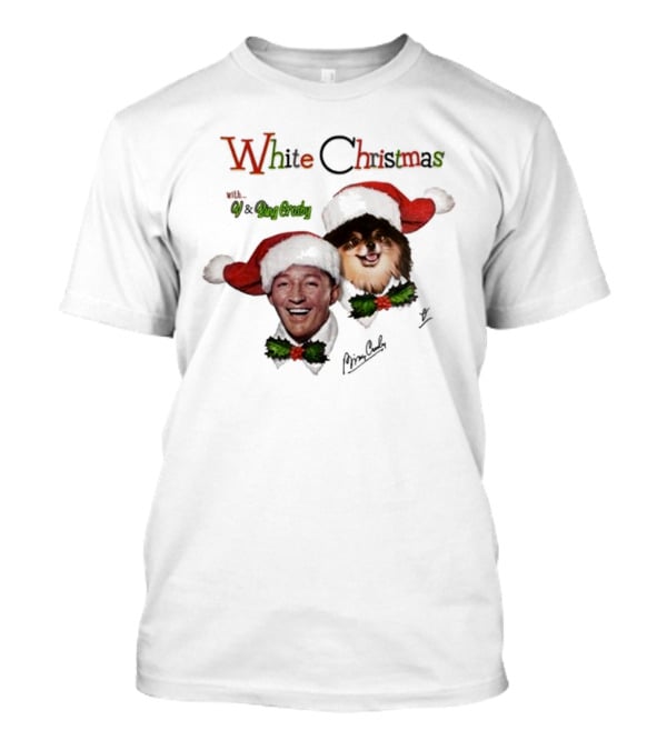 White Christmas With V And Bing Crosby Santa Hats And Holly T-Shirt