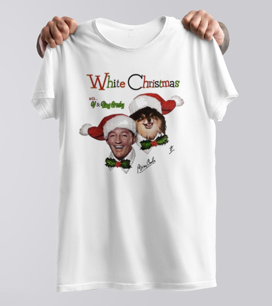 White Christmas With V And Bing Crosby Santa Hats And Holly T-Shirt