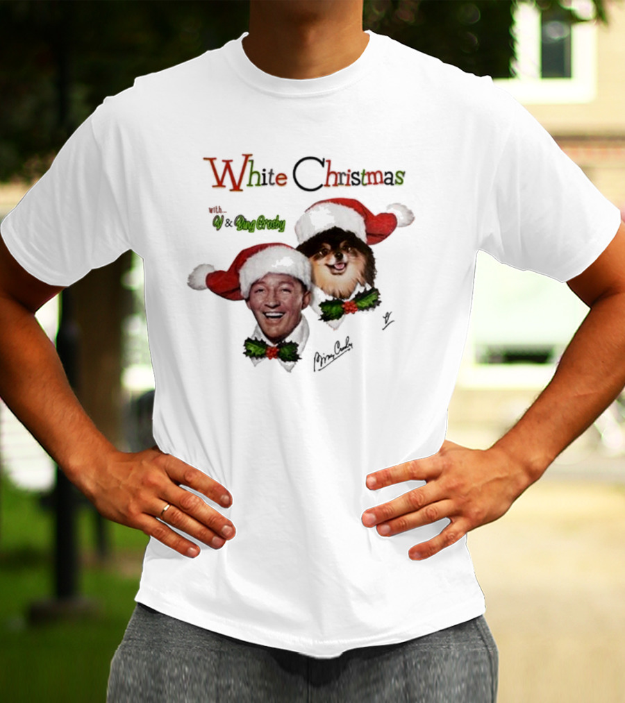 White Christmas With V And Bing Crosby Santa Hats And Holly T-Shirt