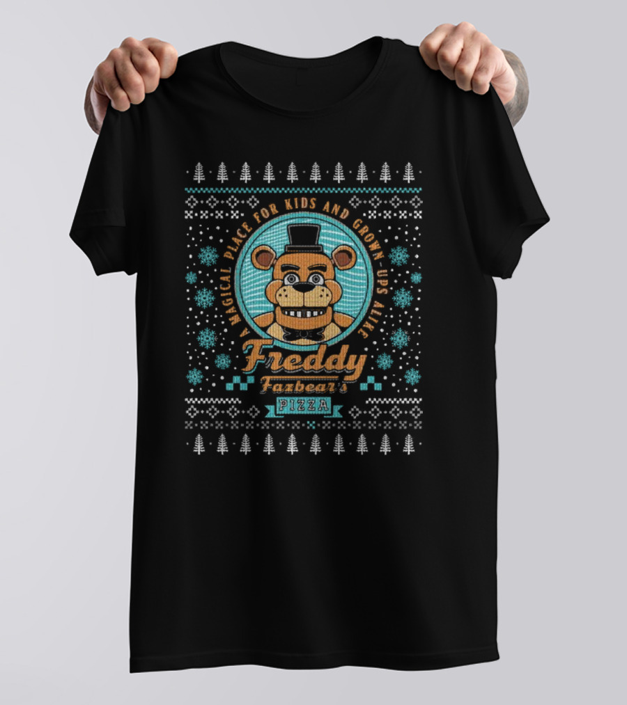Freddy Fazbear Pizza A Magical Place Ugly Christmas T-Shirt