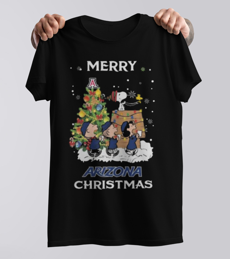 Merry Arizona Christmas Wildcats Snoopy And Friends T-Shirt