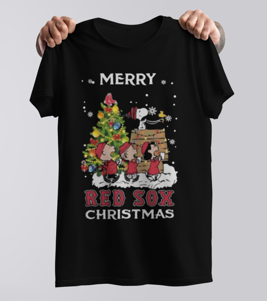Merry Red Sox Christmas Snoopy And Friends T-Shirt