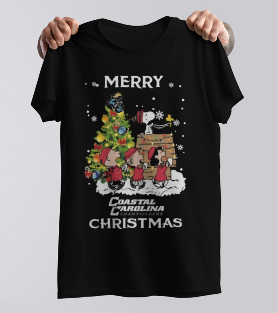 Coastal Carolina Chanticleers Snoopy And Friends Merry Christmas T-Shirt