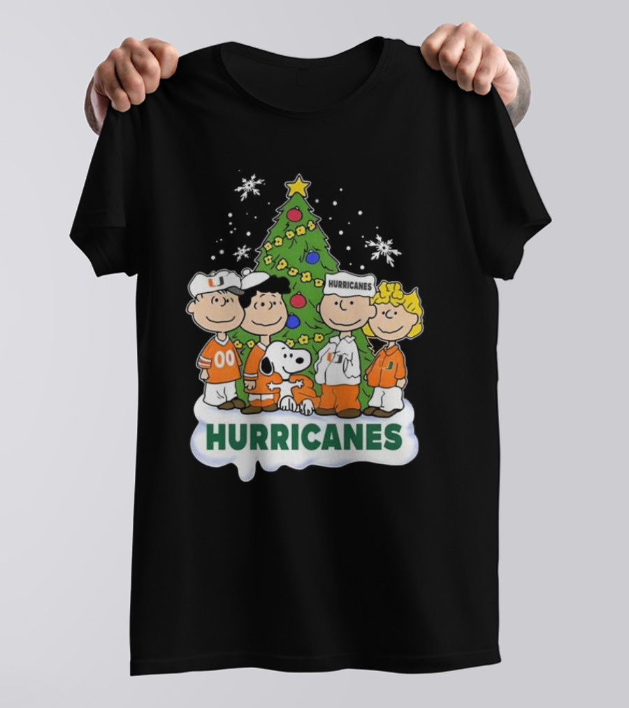 Miami Hurricanes Snoopy And Friends Christmas Tree T-Shirt