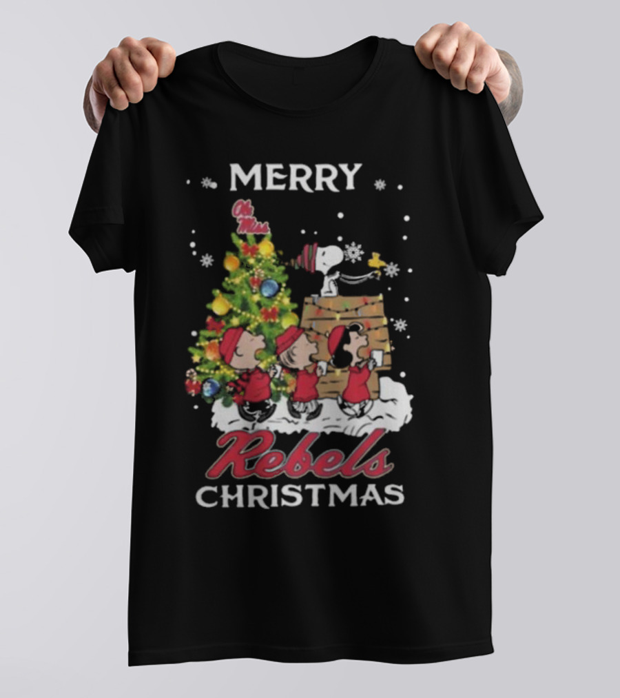 Merry Ole Miss Rebels Christmas Snoopy And Friends T-Shirt