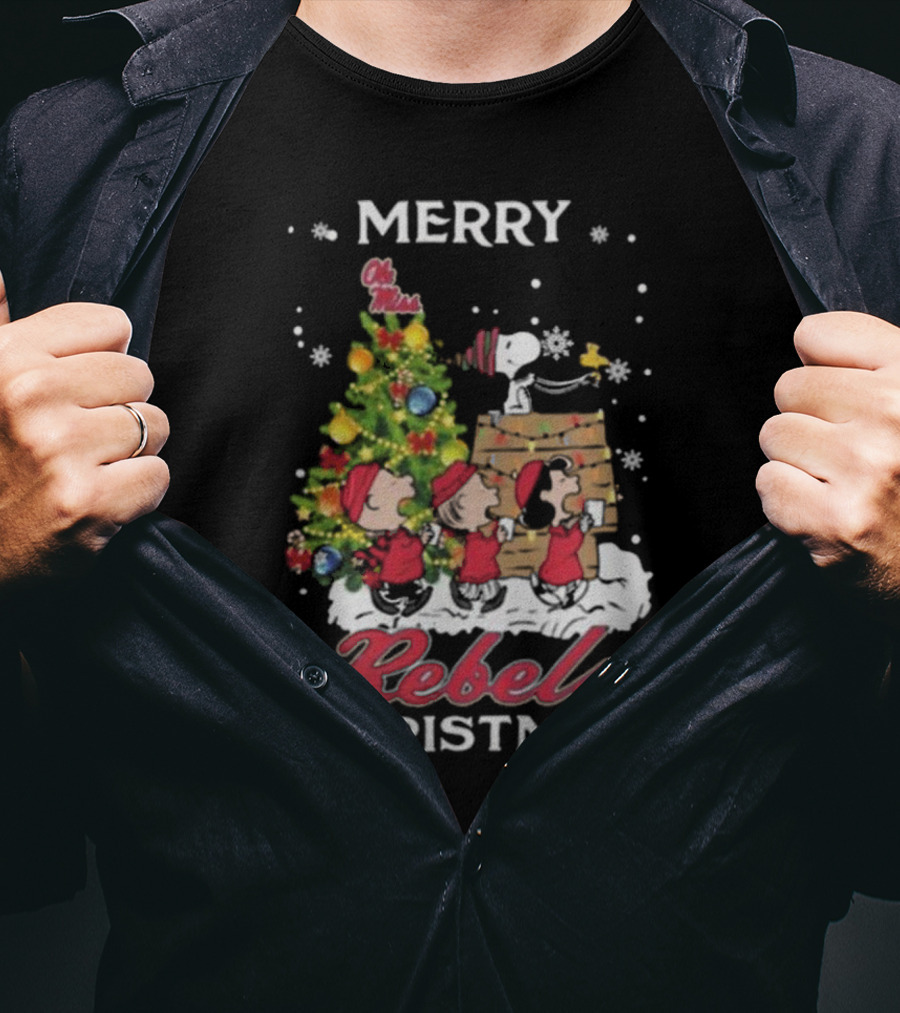 Merry Ole Miss Rebels Christmas Snoopy And Friends T-Shirt