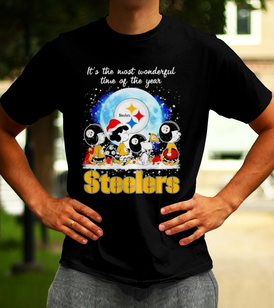 Peanuts Steelers Christmas It's The Most Wonderful Time Of The Year T-Shirt