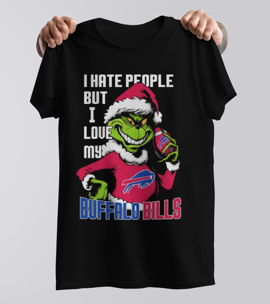 I Hate People But I Love My Buffalo Bills Santa Grinch T-Shirt