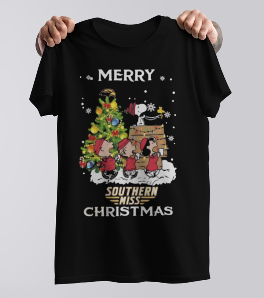 Southern Miss Christmas Snoopy And Friends Merry T-Shirt