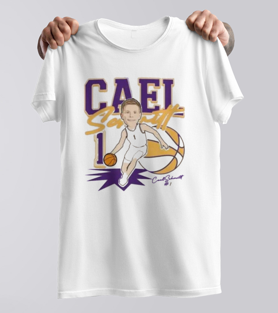 Cael Schmitt Northern Iowa Panthers Basketball Signature Cartoon Player Cael Schmitt #1 T-Shirt