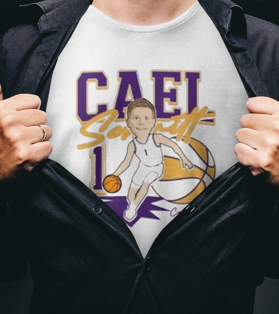 Cael Schmitt Northern Iowa Panthers Basketball Signature Cartoon Player Cael Schmitt #1 T-Shirt