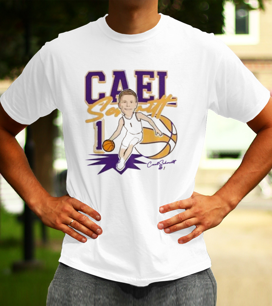 Cael Schmitt Northern Iowa Panthers Basketball Signature Cartoon Player Cael Schmitt #1 T-Shirt