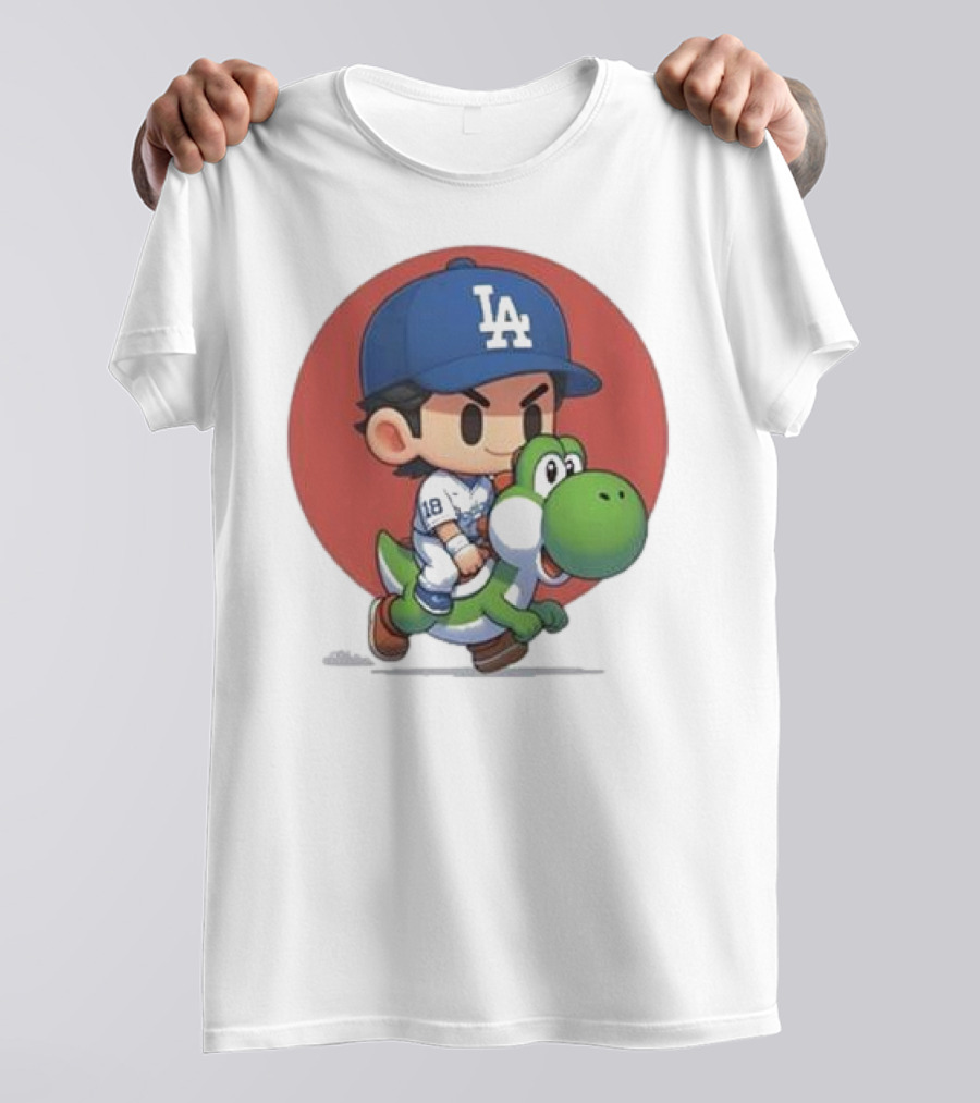 Doyers LA Riding Yoshi Yoshinobu Yamamoto Baseball Character T-Shirt