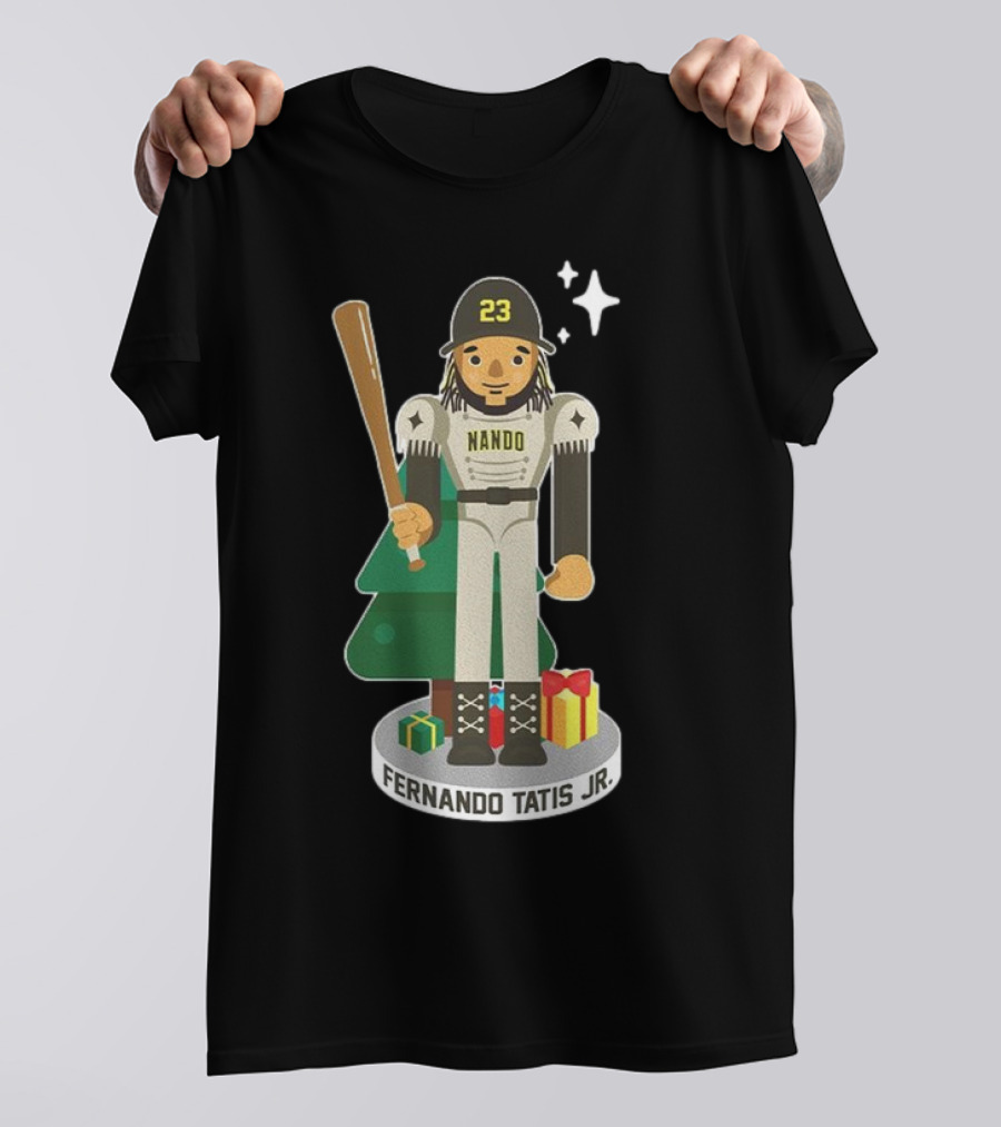 Fernando Tatis Jr. Nando 23 MLBPA Nutcracker With Baseball Bat And Gifts T-Shirt