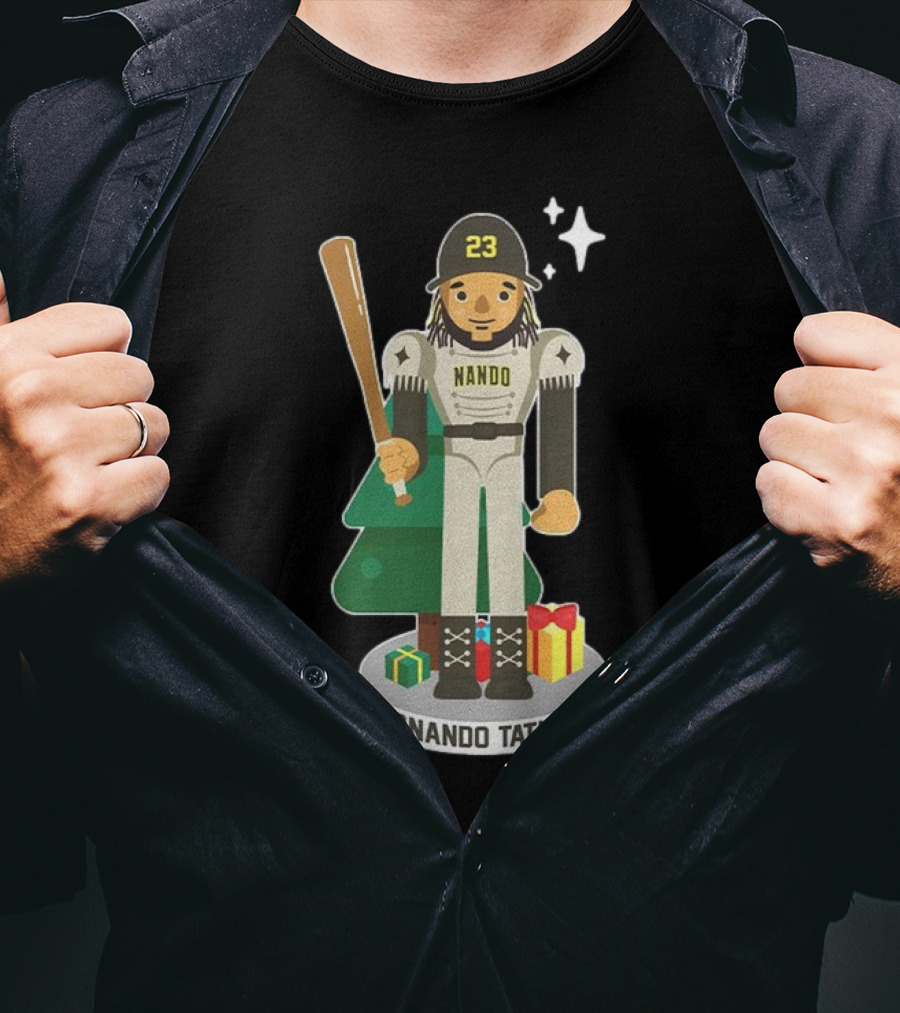 Fernando Tatis Jr. Nando 23 MLBPA Nutcracker With Baseball Bat And Gifts T-Shirt
