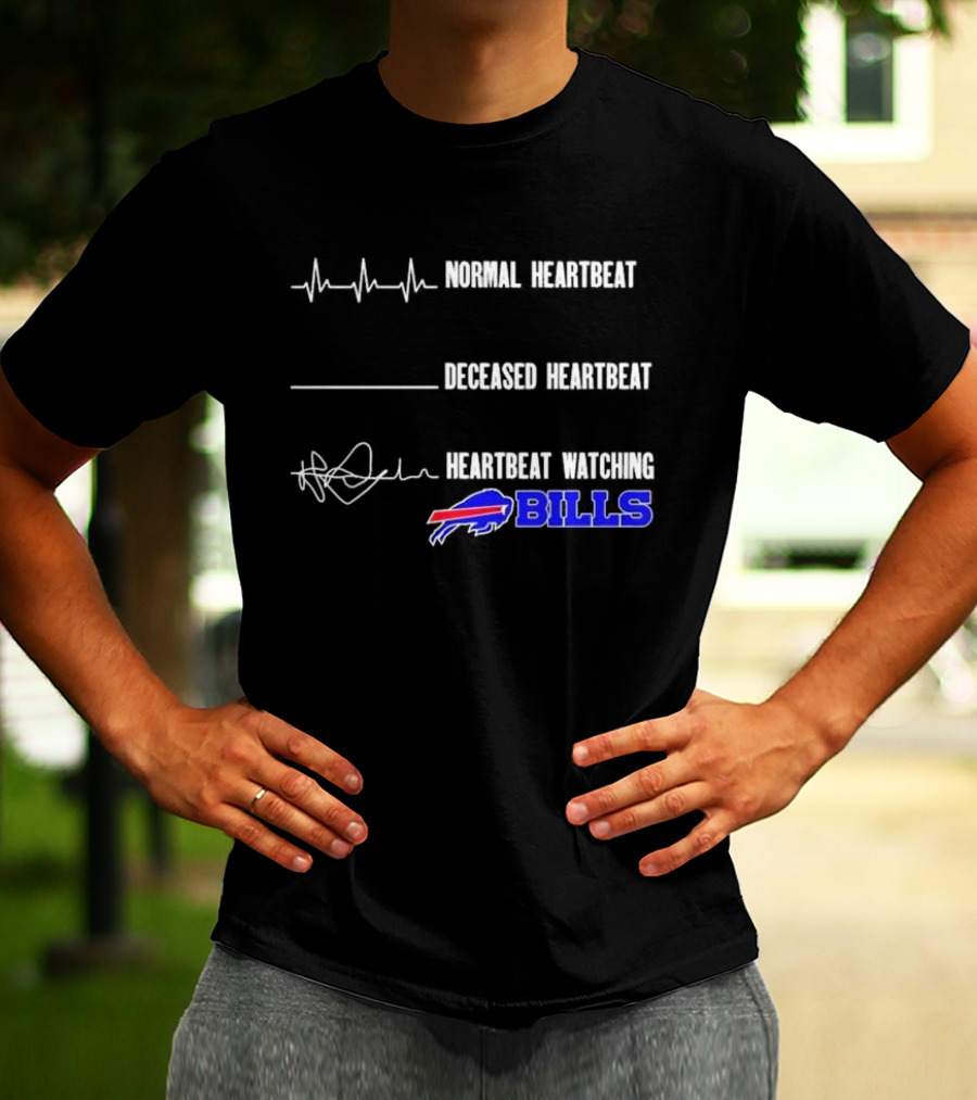 Normal Heartbeat Deceased Heartbeat Heartbeat Watching Bills Buffalo T-Shirt