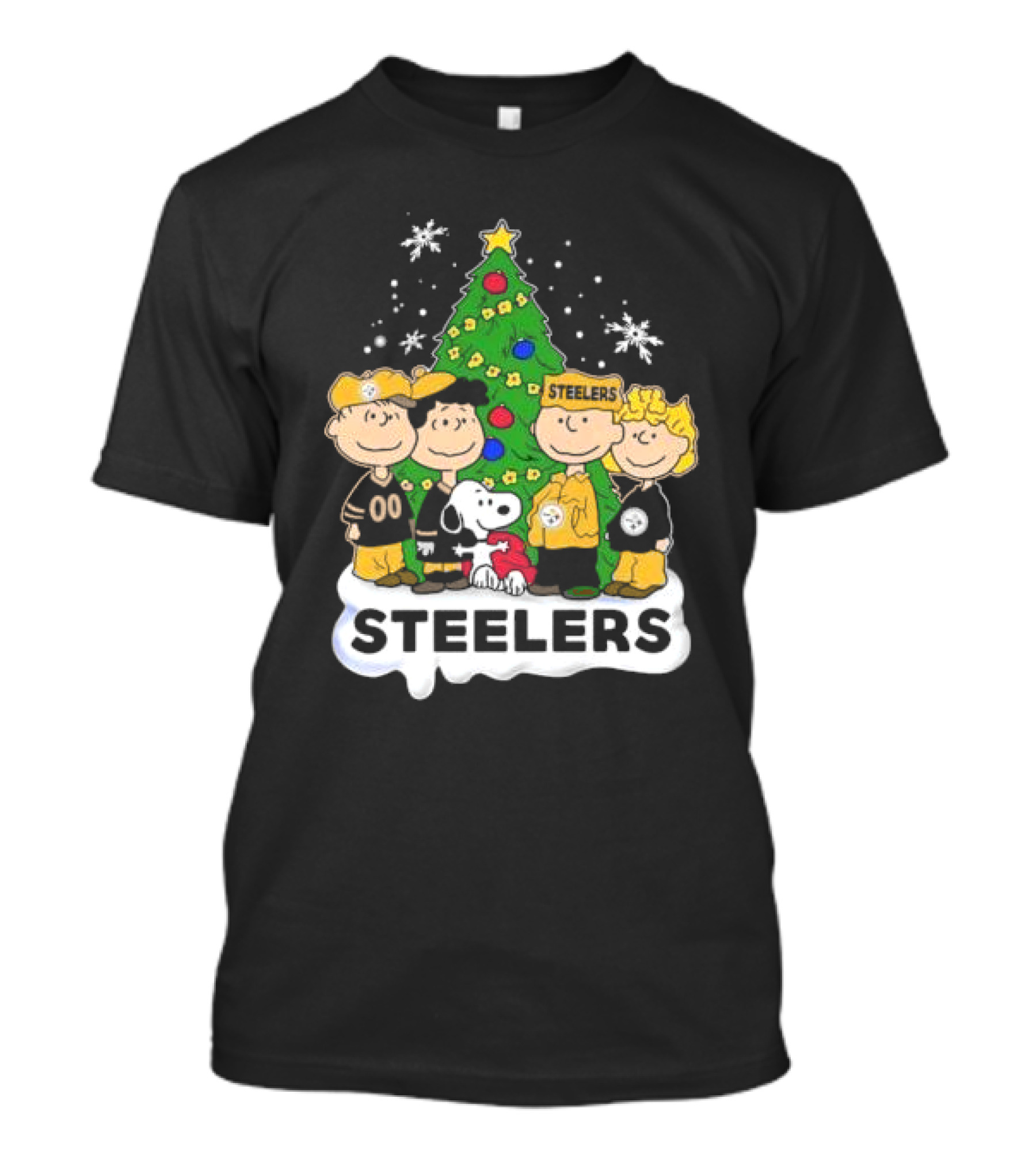 Steelers Snoopy And Friends Christmas Tree T-Shirt